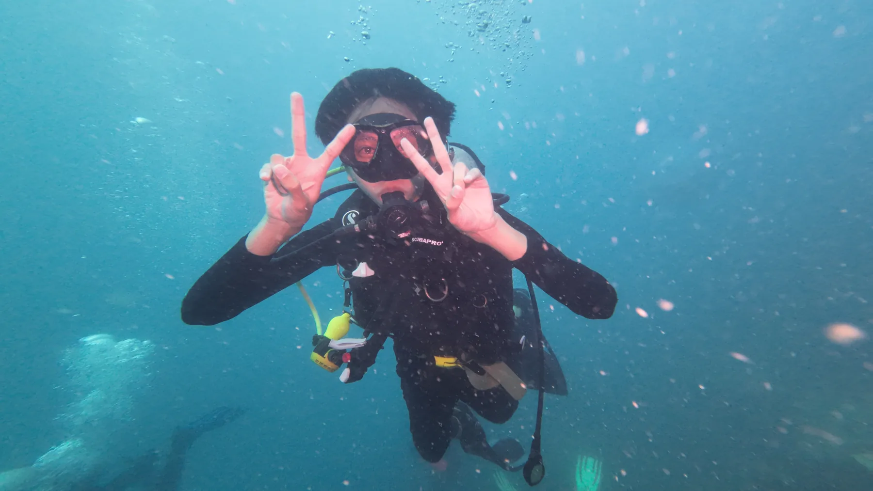 Happy divers at the surface