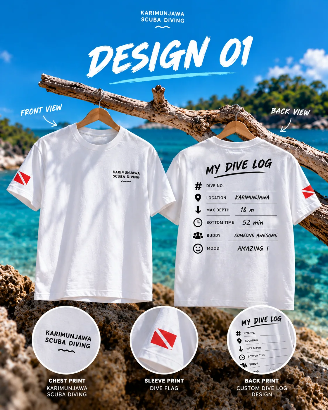 KSD My Dive Log T-shirt front and back details