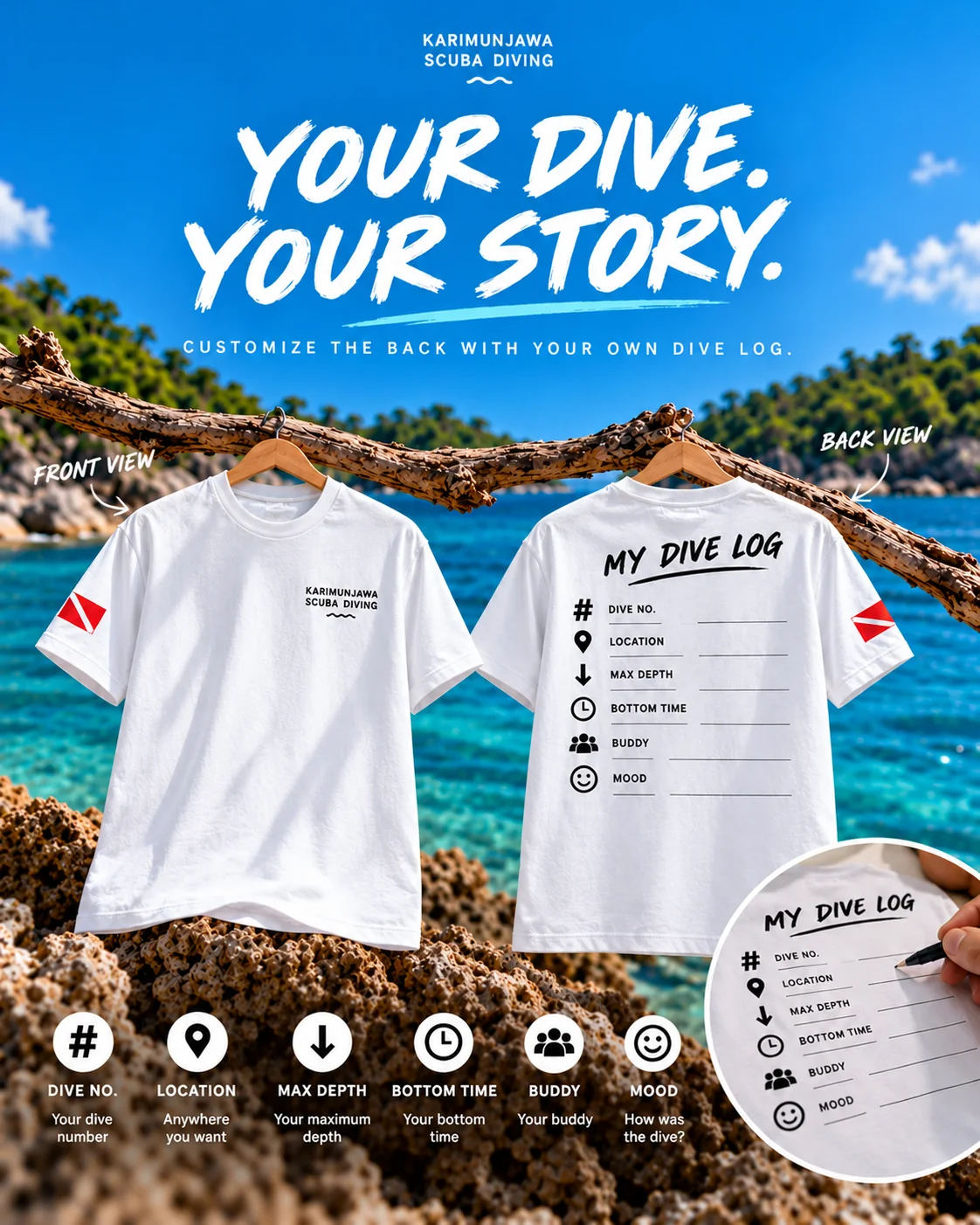 Blank customizable KSD dive log shirt